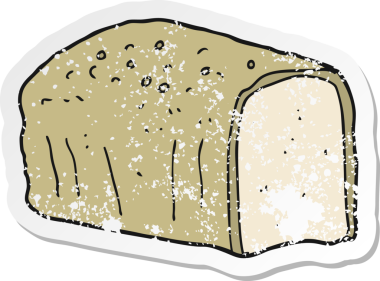 Bir insan tarafından çizilmiş karikatür ekmeğinin geriletilmiş yapıştırması.