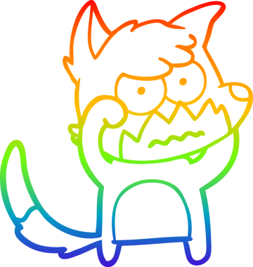 Gökkuşağı gradyan çizgi çizimi bir insan tarafından çizilmiş bir tilki