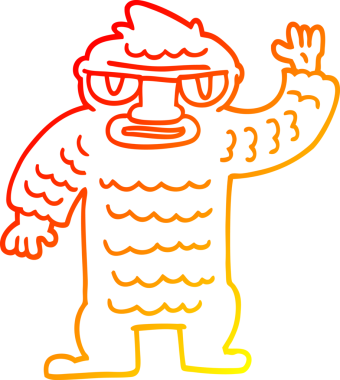 Bir insan tarafından çizilen büyük yeti çizgi filminin sıcak gradyanı.