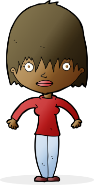 Bir insan tarafından çizilmiş çizgi film kadını.