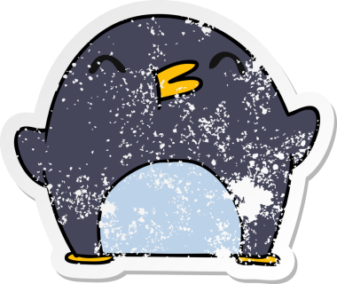 Bir insan tarafından çizilmiş serbest sticker karikatürü şirin kawaii pengueni.