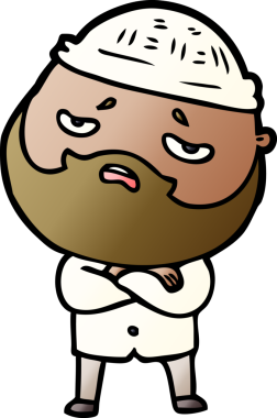 Bir insan tarafından çizilmiş sakallı endişeli bir adam.