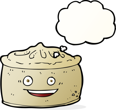 Bir insan tarafından çizilmiş düşünce baloncuklu çizgi film pastası.