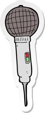 Bir insan tarafından çizilmiş bir karikatür mikrofonunun etiketi.