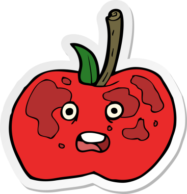 Bir insan tarafından çizilmiş çizgi film elmasının çıkartması.