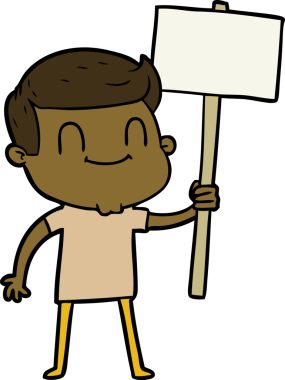 Bir insan tarafından çizilmiş çizgi film dostu bir adam.