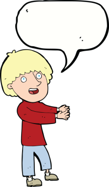 Bir insan tarafından çizilmiş konuşma baloncuğu olan mutlu bir adam.