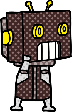 Bir insan tarafından çizilmiş çizgi film robotu