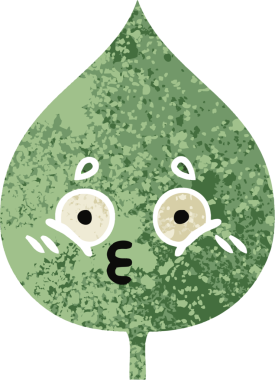 Bir insan tarafından çizilmiş dışavurumsal yaprağın retro çizim tarzı karikatürü