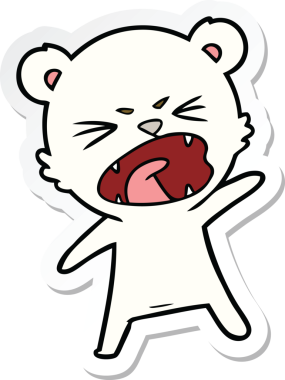 Bir insan tarafından çizilmiş kızgın bir kutup ayısının çıkartması.