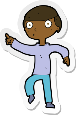 Bir insan tarafından çizilmiş çizgi film karakterinin çıkartması.