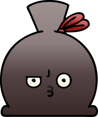 Bir insan tarafından çizilmiş bir çuvalın gölgeli çizgi filmi.