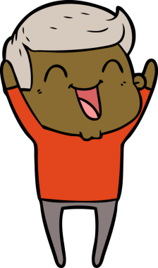 Bir insan tarafından çizilmiş gülen çizgi film adamı.