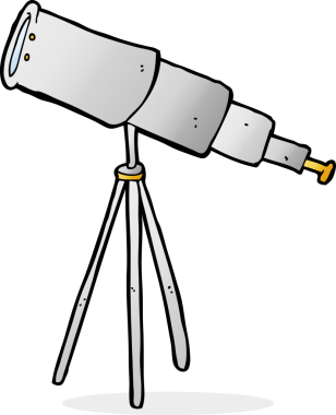 bir insan tarafından çizilmiş bir teleskop.