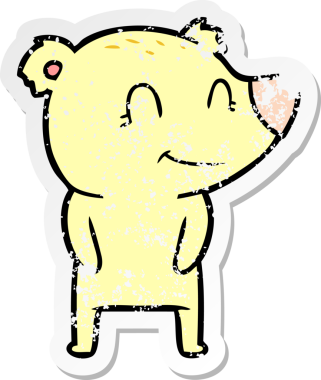 Bir insan tarafından çizilmiş dost canlısı bir ayı çizgi filminin sıkıntılı çıkartması.