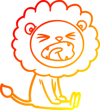 Bir insan tarafından çizilmiş kızgın bir aslanın sıcak çizgi çizimi.