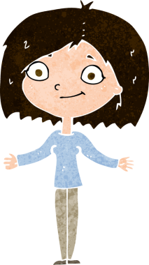 Bir insan tarafından çizilmiş omuz silken çizgi filmdeki kadın.