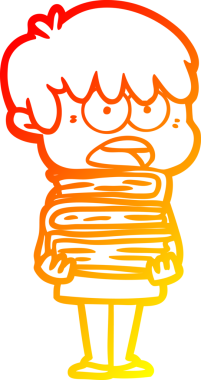 Bir insan tarafından çizilmiş endişeli bir çizgi film çocuğu çizimi.