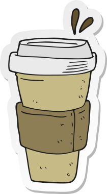 Bir insan tarafından çizilmiş bir kahve fincanının çıkartması.