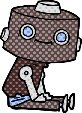 Bir insan tarafından çizilmiş çizgi film robotu