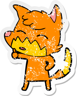 Bir insan tarafından çizilmiş tilki çizgi filminin sıkıntılı çıkartması.