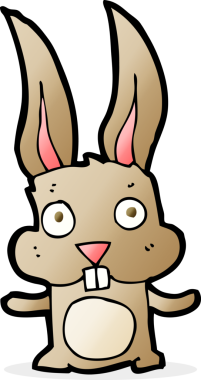 Bir insan tarafından çizilmiş çizgi film tavşanı