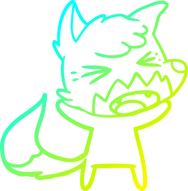 Bir insan tarafından çizilmiş kızgın bir tilkinin soğuk çizgi çizimi.