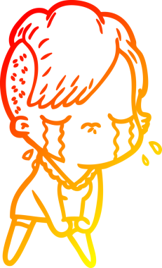 Bir insan tarafından çizilmiş, ağlayan bir çizgi film çizimi.