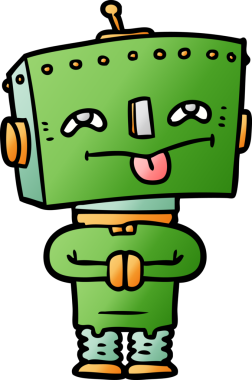 Bir insan tarafından çizilmiş çizgi film robotu