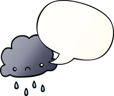 bir insan tarafından çizilmiş yumuşak eğimli konuşma baloncuklu çizgi film fırtına bulutu