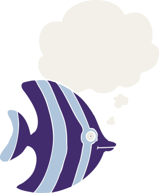 Düşünce baloncuklu karikatür melek balığı insan tarafından çizilmiş