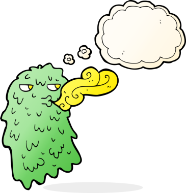 Düşünce baloncuğu bir insan tarafından çizilmiş iğrenç bir hayalet.