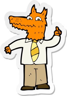 Bir insan tarafından çizilmiş bir çizgi film tilkisinin çıkartması.