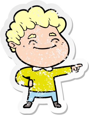 Bir insan tarafından çizilmiş, karikatür dostu bir adamın sıkıntılı çıkartması.