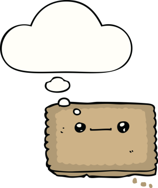 Bir insan tarafından çizilmiş düşünce balonlu bisküvi.