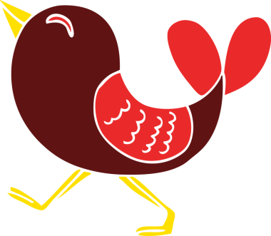 Bir insan tarafından çizilmiş kırmızı kuş.