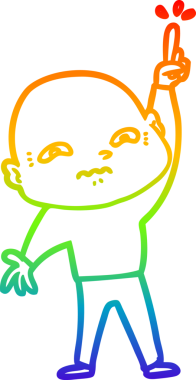 gökkuşağı gradyan çizgisi bir insan tarafından çizilmiş sorular soran sinirli bir karikatür adamın çizimi