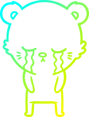 Bir insan tarafından çizilmiş ağlayan çizgi film ayısının soğuk gradyan çizgisi.