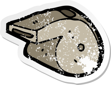 Bir insan tarafından çizilmiş karikatür düdüğünün gerilimli çıkartması.