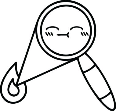 Bir insan tarafından çizilmiş bir büyüteç çizgi çizimi