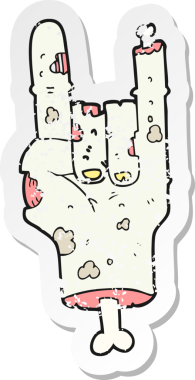 Bir insan tarafından çizilmiş zombi çizgi filminin gerilimli çıkartması.