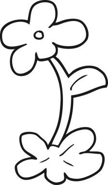 Bir insan tarafından çizilmiş karikatür çiçeği