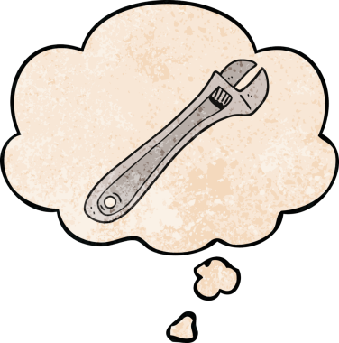 bir insan tarafından çizilmiş grunge doku biçiminde düşünce baloncuğu olan çizgi film anahtarı