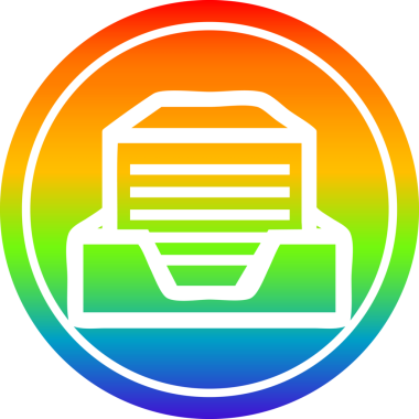 ofis kağıdı yığını gökkuşağı gradyan bir insan tarafından çizilmiş dairesel simge
