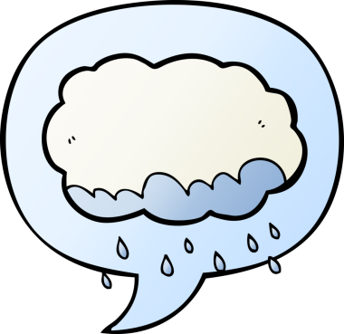 bir insan tarafından çizilmiş, konuşma baloncuklu çizgi film yağmur bulutu.