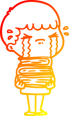 Bir insan tarafından çizilmiş ağlayan bir çizgi film karakteri çizimi.