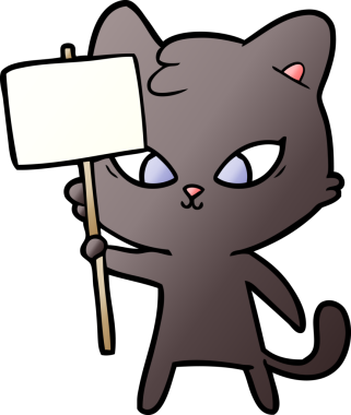 Bir insan tarafından çizilmiş sevimli çizgi film kedisi.