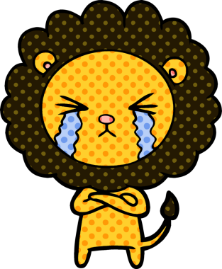 Bir insan tarafından çizilmiş ağlayan bir aslan.