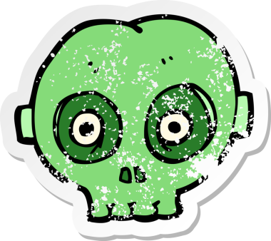 Bir insan tarafından çizilen cadılar bayramı maskesinin gerilimli yapıştırması.