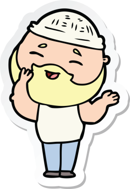 Bir insan tarafından çizilmiş mutlu sakallı bir adamın çıkartması.